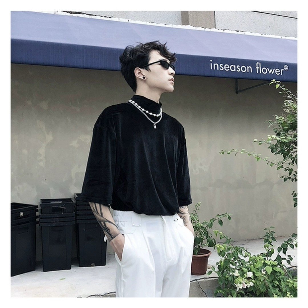 Áo nhung nam CỔ LỌ tay lỡ form rộng , chất liệu sang trọng | BigBuy360 - bigbuy360.vn