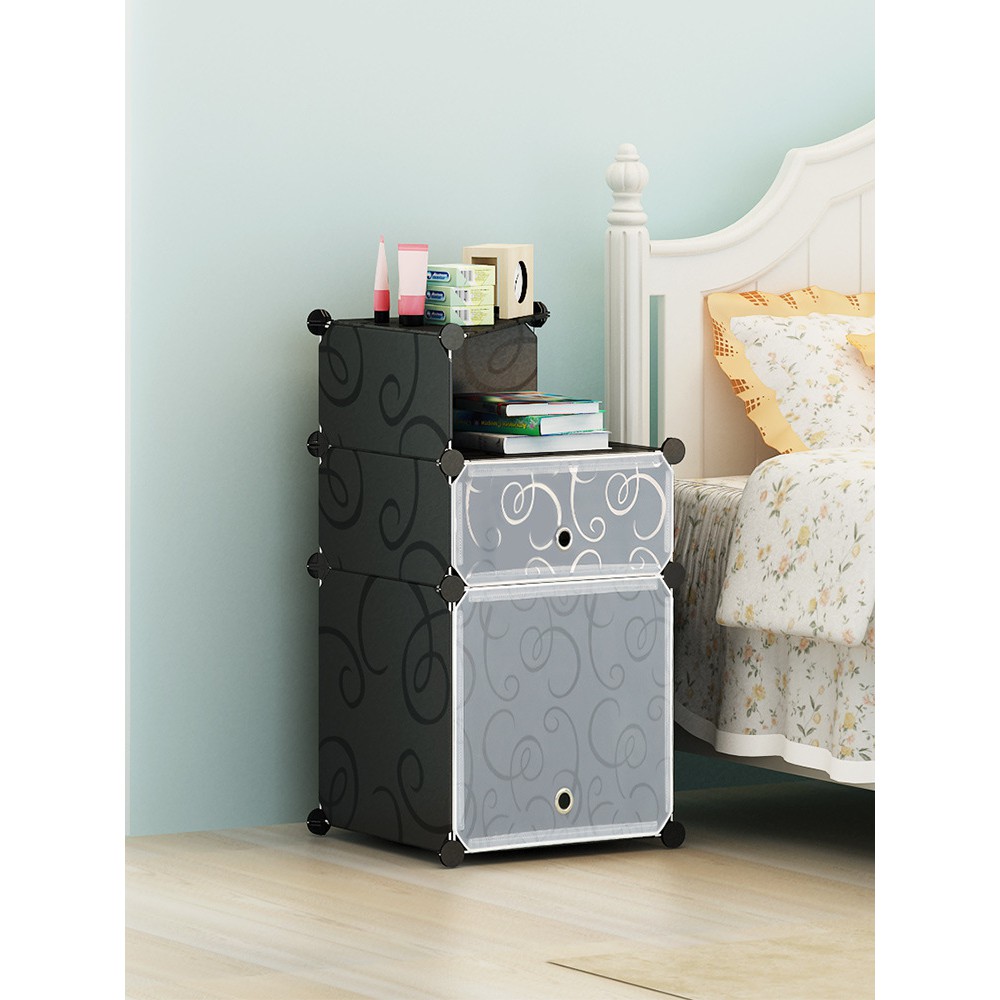 Tủ nhựa lắp ghép 3 tầng để đầu giường tủ đầu giường tủ nhựa ghép thông minh