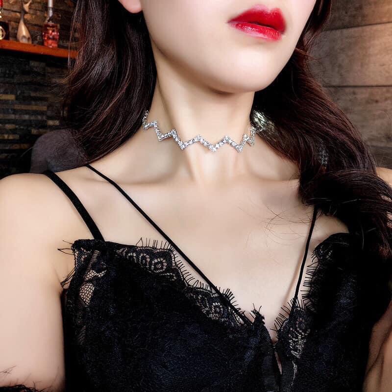 Vòng cổ ziczac đính đá nhân tạo