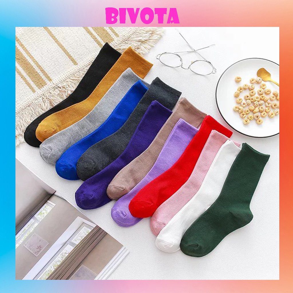 Tất cổ cao Bivota Vớ Nhún Nữ Cao Cổ Vintage phong cách Hàn Quốc Siêu đẹp T50