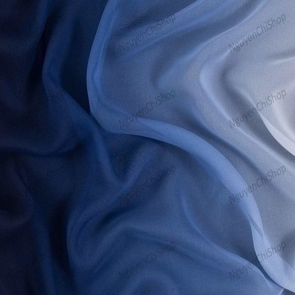 ⚡Sỉ tận gốc⚡ Vải voan ombre xanh blue chuyển màu