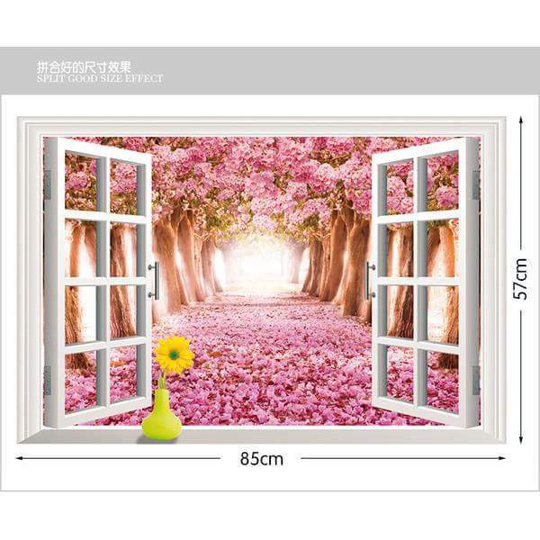 Decal Dán Tường Cửa Sổ Hồng AY9234D