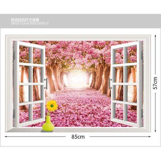 Decal Dán Tường Cửa Sổ Hồng AY9234D