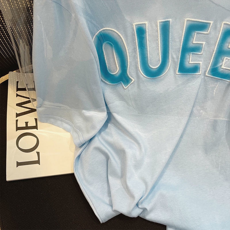 Áo Thun Ngắn Tay Dáng Rộng Thêu Họa Tiết Trẻ Trung Dễ Phối Đồ Thời Trang Mùa Hè Cho Nữ