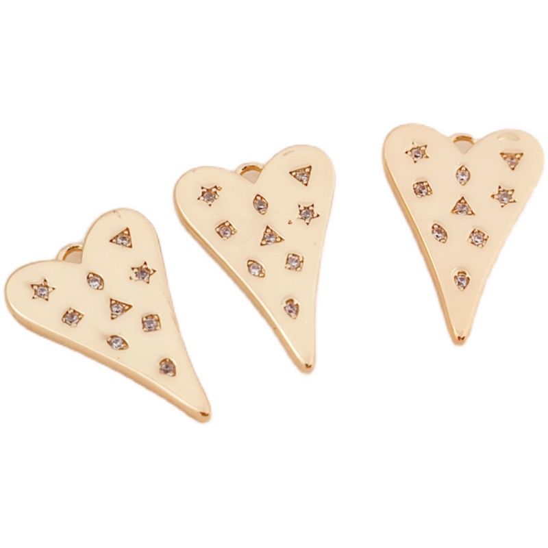 Mặt Dây Chuyền Hình Trái Tim Dát Đá Zircon Mạ Vàng 14K DIY