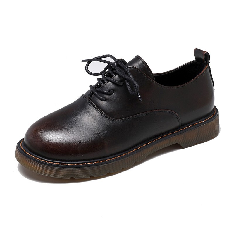 ok [SẴN] G10_Giày da nữ ulzzang buộc dây phong cách retro | BigBuy360 - bigbuy360.vn