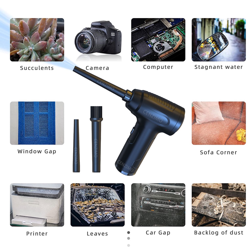 Máy thổi bụi hút bụi điện không dây 3 trong 1 15000PA 50000 vòng/phút nhỏ gọn có thể sạc lại cho nhà ở văn phòng