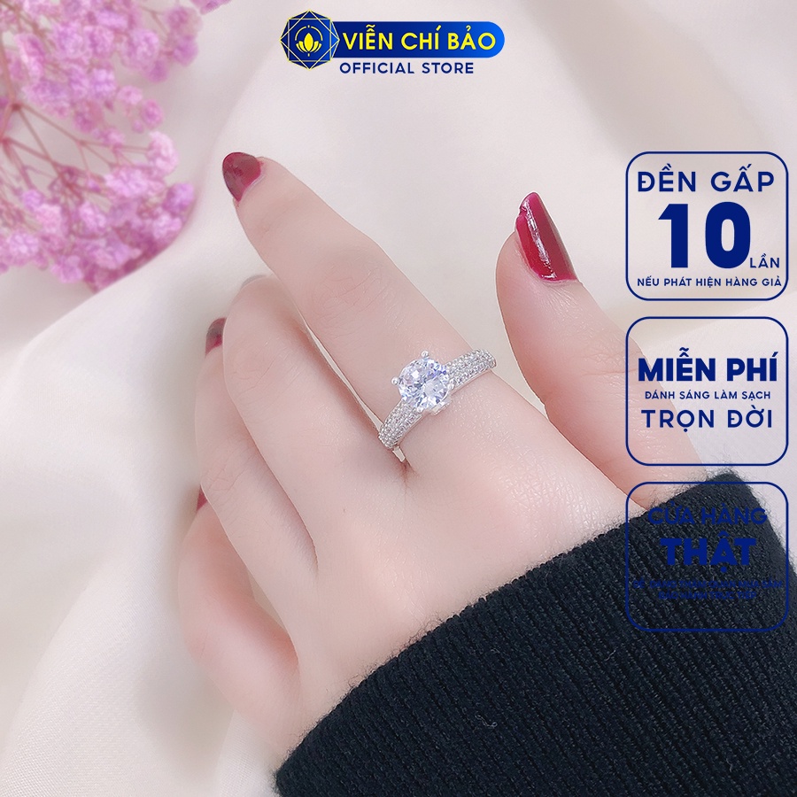 Nhẫn bạc nữ đá viền cao chất liệu bạc S925 thời trang phụ kiện trang sức nữ Viễn Chí Bảo N400638x
