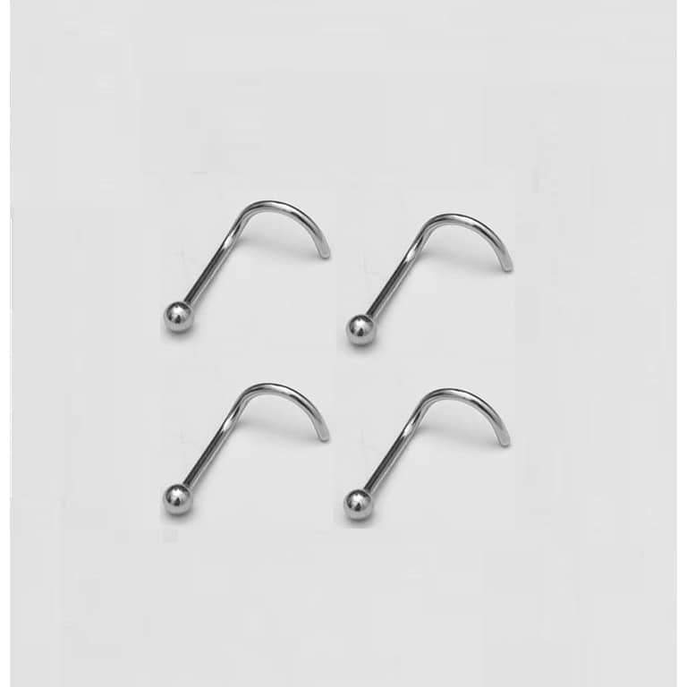 khuyên mũi bi tròn thanh L xoắn xỏ mỏng 0.8mm