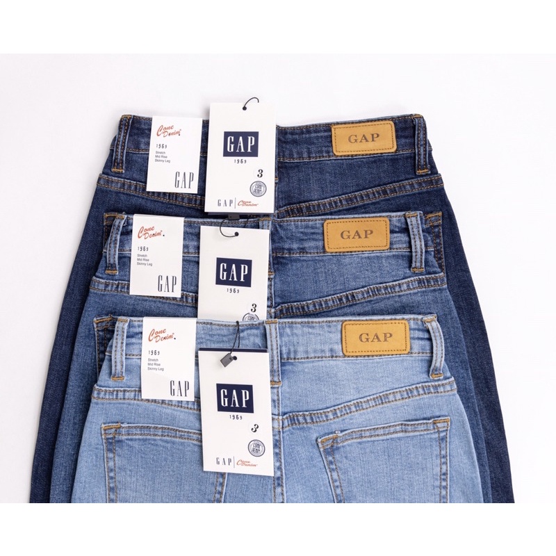 Quần jean dài ống suông nữ G.a.p 3 màu xanh jean