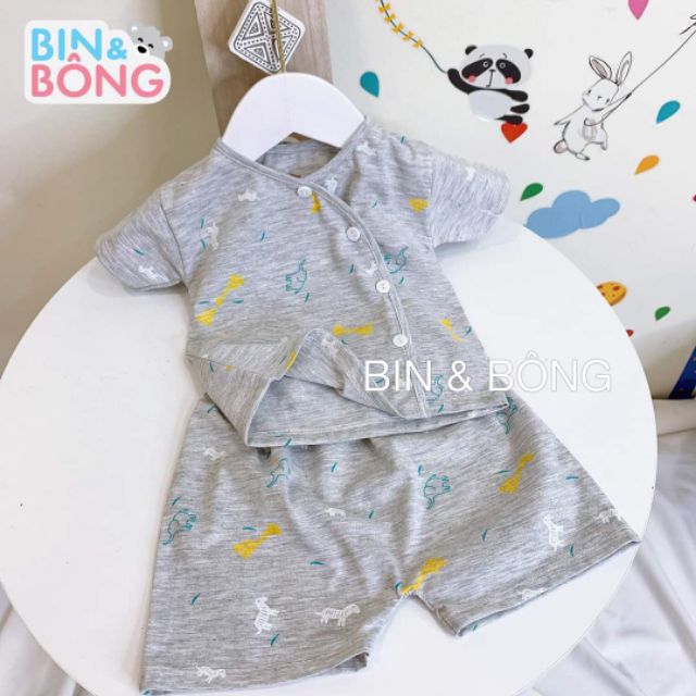 Bộ Quần Áo Cộc Unchi Họa Tiết Cho Bé 3-8kg/ 5 Màu