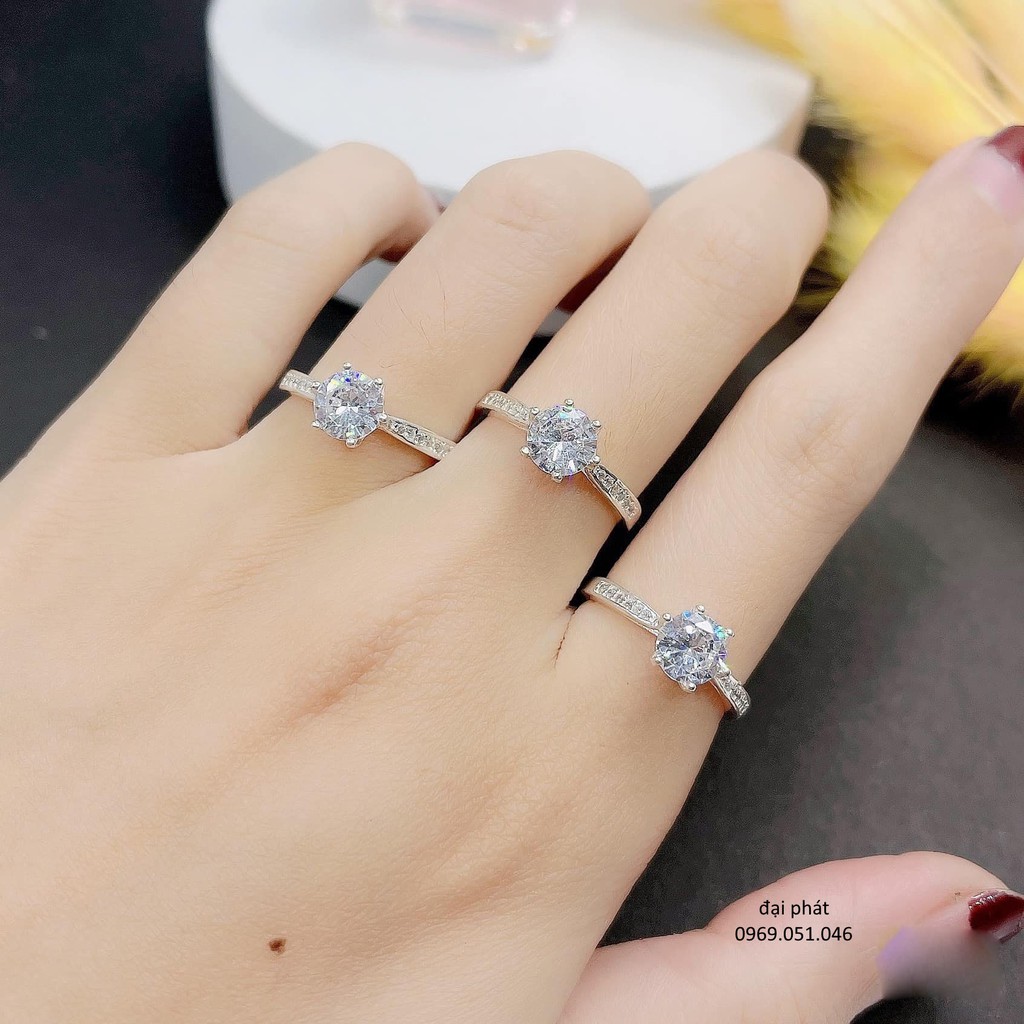 Nhẫn nữ 6 chấu cao cấp , bạc 925 , hàng dày dặn - vàng bạc đại phát