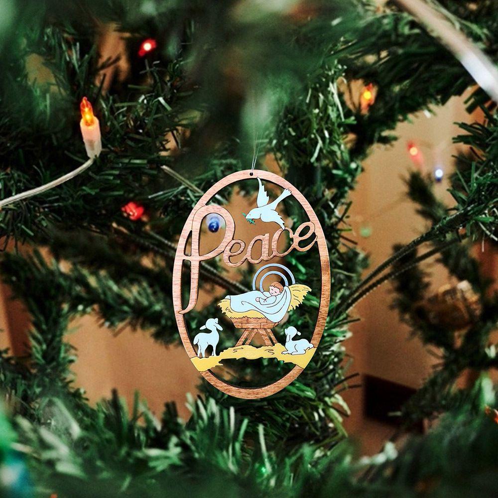 YIYU 1 Phụ Kiện Trang Trí Cây Thông Giáng Sinh Bằng Gỗ Thiết Kế Đục Lỗ Thủ Công