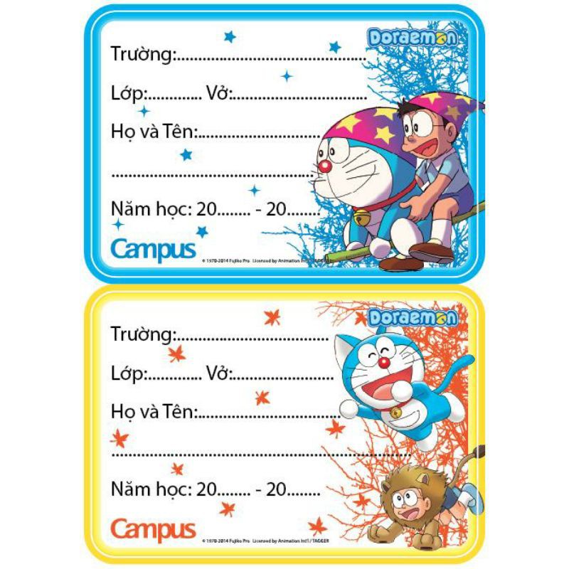 Nhãn vở Doraemon Campus