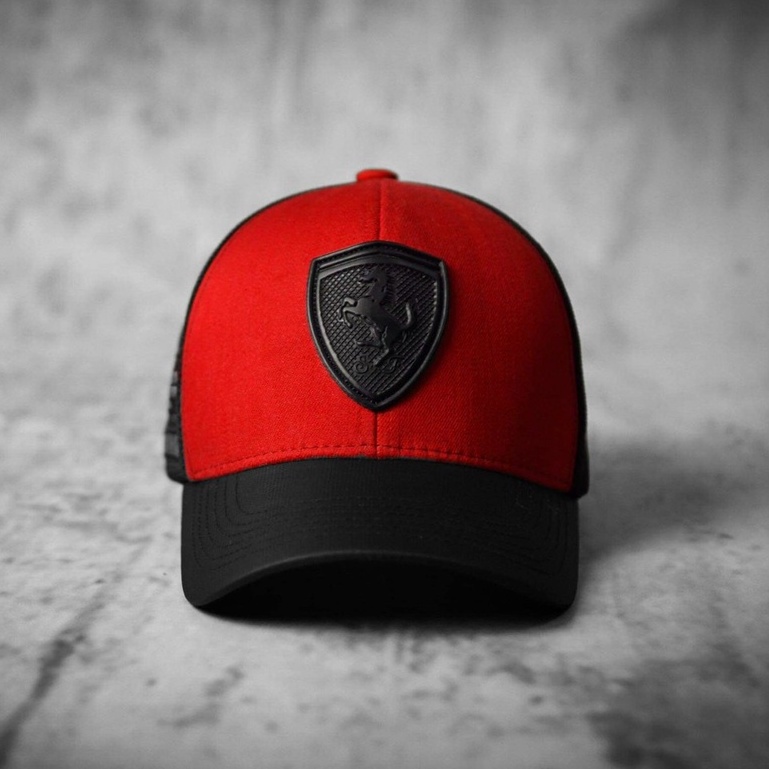 NÓN LƯỠI TRAI PUMA FERRARI LOGO CAO SU NỔI CHẤT VẢI COTTON HÀN QUỐC CAO CẤP MÀU ĐỎ ĐEN