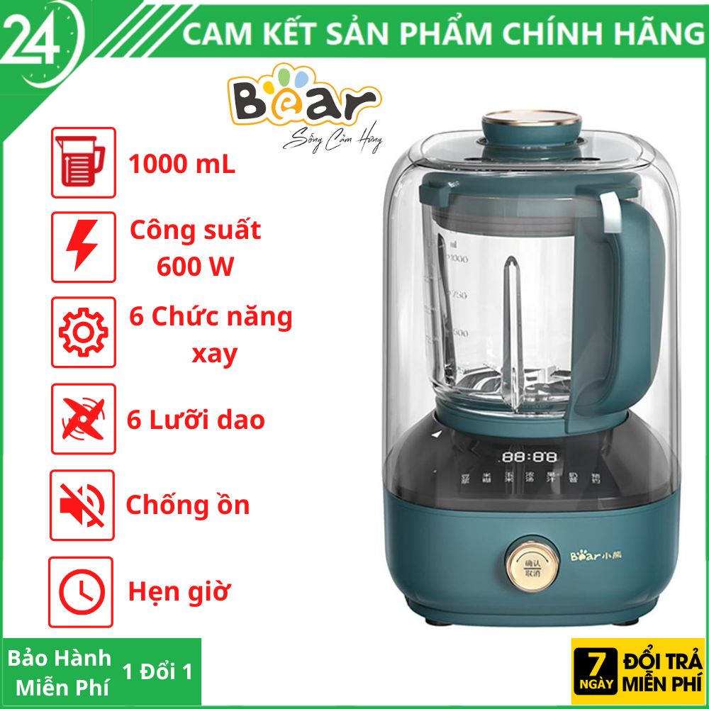 Máy Làm Sữa Hạt Bear, Máy Xay Nấu Sữa Hạt Đa Năng - Sữa Đậu Nành - Xay Sinh Tố - Bear PBJ-B06W1 - Bảo Hành 2 Năm