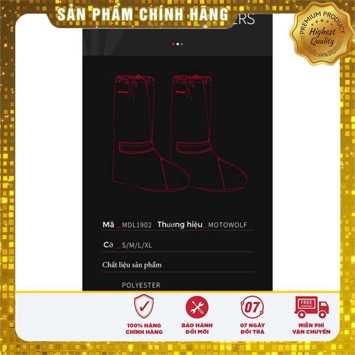 Bọc giày ủng đi mưa chính hãng Motowolf