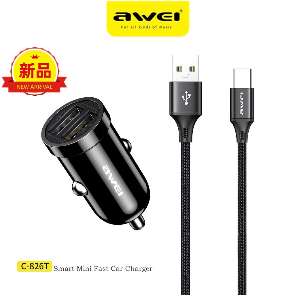 Đầu Sạc Nhanh Awei C-826T Cho Xe Ô Tô