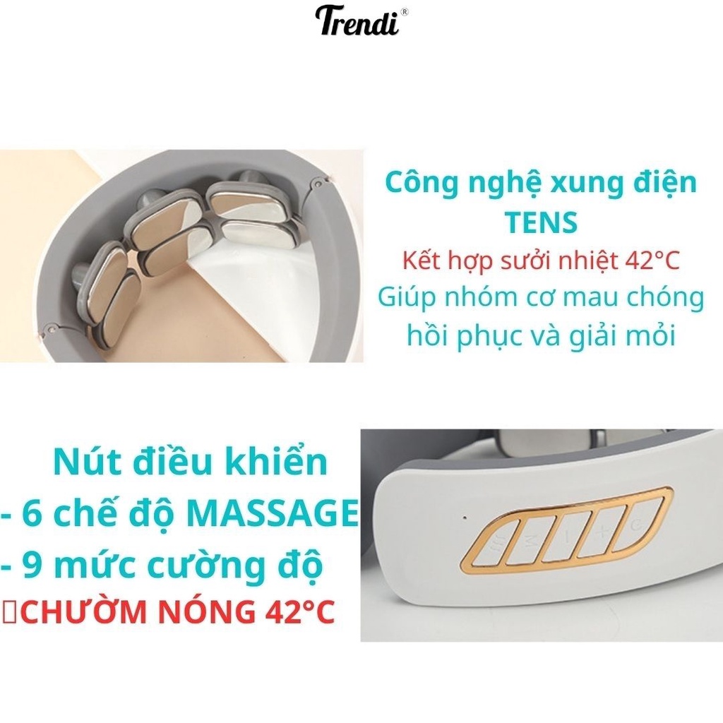 Máy Massage Cổ Cao Cấp Mát xa Cổ 6 ĐIỆN CỰC CHƯỜM NÓNG 42°C - 6 Chế Độ - 9 Cường Độ H908