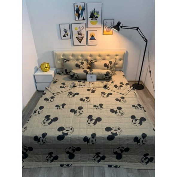 Bộ Chăn Hè Ga Gối Trần Bông 3 lớp 5 món poly cotton mẫu mới