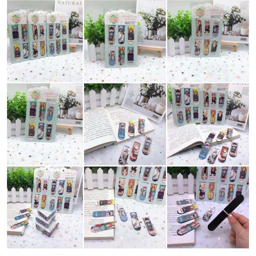 Bookmark Nam Châm  6Pcs/Pack Anime Jujutsu Kaisen Magnetic Bookmarks Gojou Satoru Nanami Kento Ryoumen Sukuna DIY Decoration Books mark Page Stationery Student Office Supply gift