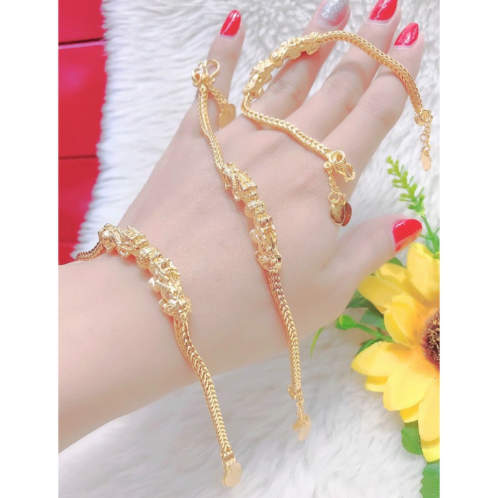 Lắc Tay Nữ ( Free Size ) Mạ Vàng 18K Tỳ Hưu Ngậm Châu Mẫu 0703010 - Bền Màu - Ảnh Shop Tự Chụp