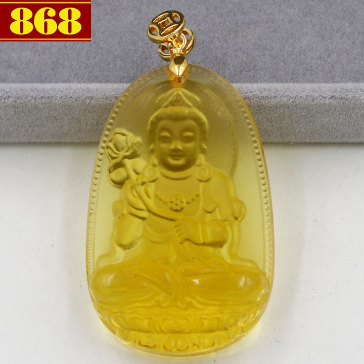 Mặt Phật Đại Thế Chí Bồ Tát 5 cm pha lê vàng