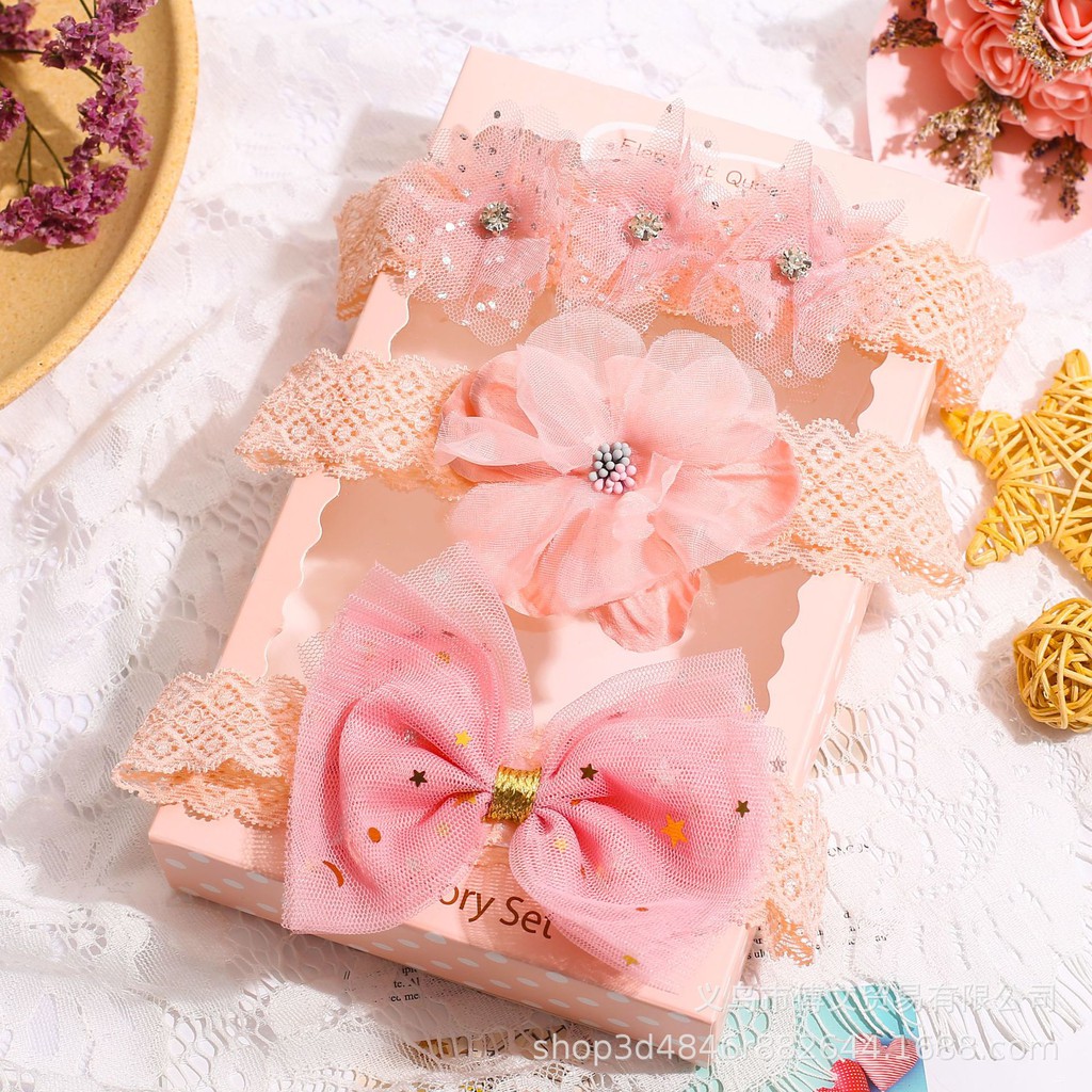 Hộp băng đô cài tóc cho bé gái, nhiều mẫu nhiều màu.