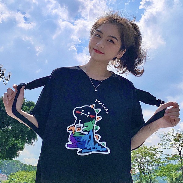 NRVP Áo Thun Mùa Hè Tay Cộc Oversize In Họa Tiết Phong Cách Hàn Quốc Cho Nam / Nữ