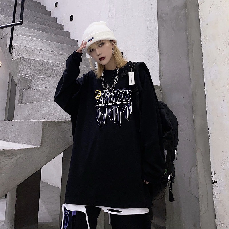 Áo thun tay dài form rộng ZHMXK NEKO.SG, Áo thun Streetwear ulzzang SWT26 NoBrand