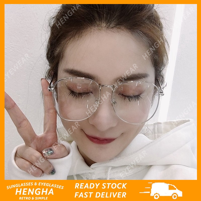 【HENGHA】【Kính cận thị】 Trừ 0 ° ~ -400 ° Thời trang Hàn Quốc Ngôi sao hình bầu dục Khung kim loại