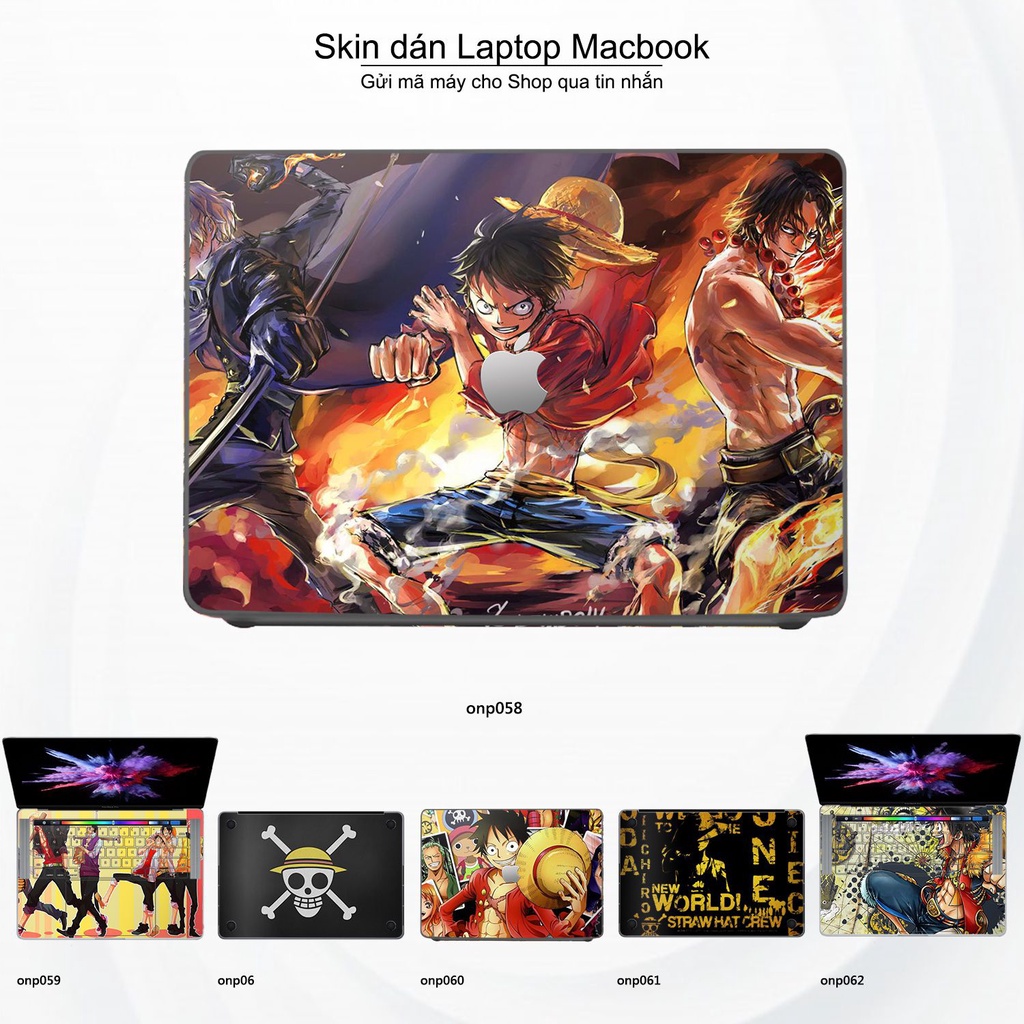 Skin dán Macbook mẫu One Piece (đã cắt sẵn, inbox mã máy cho shop)