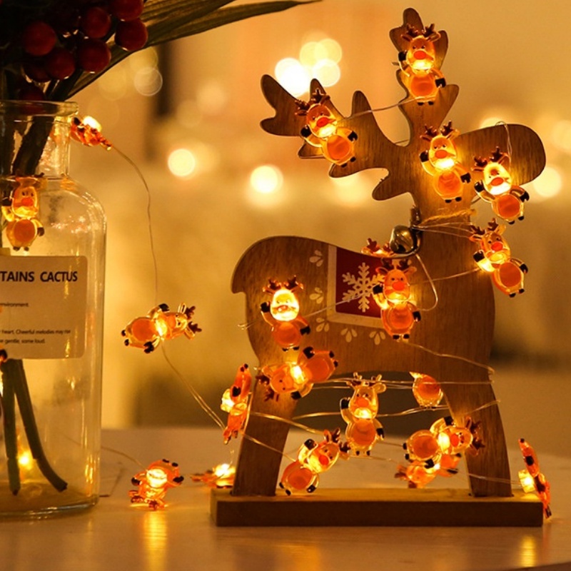Dây Đèn LED Trang Trí 2M 3M 5M 20 / 30 / 50 Bóng Hình Vớ Ông Già Noel / Tuần Lộc / Giáng Sinh / Năm Mới