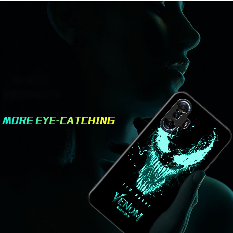 Ốp Điện Thoại Kính Cường Lực Cứng Dạ Quang Cho Xiaomi Redmi K40 Gaming K40 K40 Pro Poco F3 X3 GT M3 Pro 5G M4 Pro 5G Redmi 9T 9A Venom Cases Glowing Fahion Back Cover