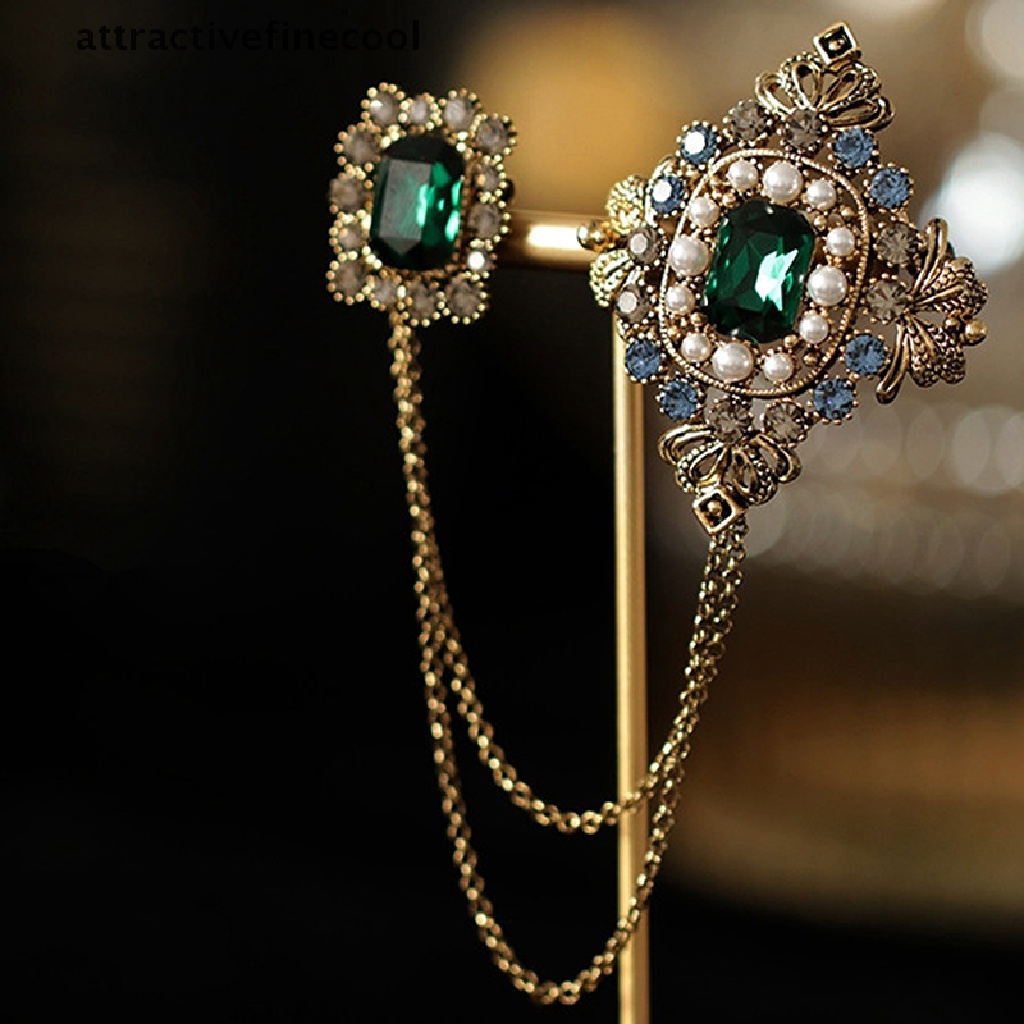 Trâm Cài Áo Đính Đá Phối Tua Rua Phong Cách Vintage Thời Trang Cho Nữ