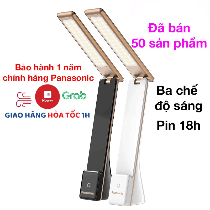 Đèn học để bàn Panasonic tích điện, nút cảm ứng bảo vệ mắt với ba chế độ sáng (có thể dùng được tối đa 18 tiếng)- dài