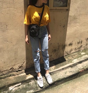 Baggy Jeans Nữ Lưng Cao Rách Gối ( + Hình Thật Ảnh Cuối)