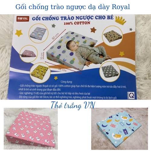 Gối Chống Trào Ngược Royal, Gối cho trẻ sơ sinh, Dành cho bé bú Độ dốc 15 độ hạn chế nôn trớ cho bé yêu
