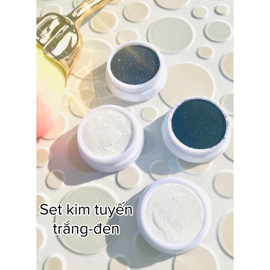 Set kim tuyến rắc trắng đen trang trí móng lấp lánh - Sushi nail mi