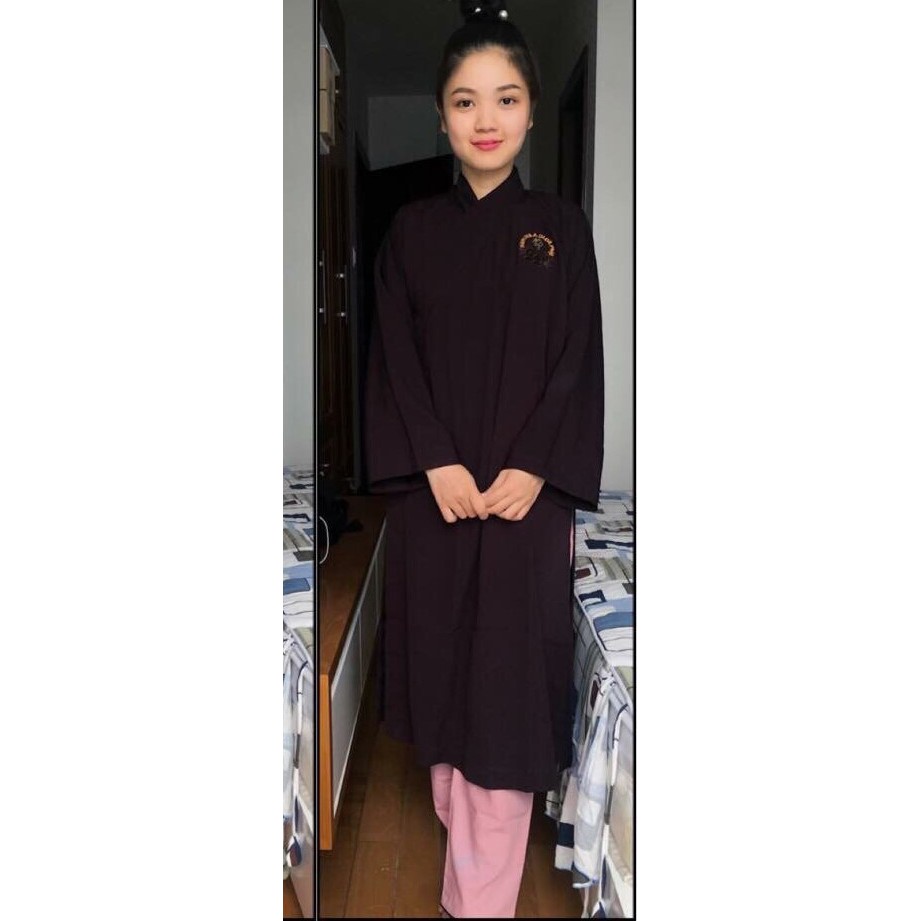 BỘ PHẬT TỬ ĐI CHÙA: Áo tràng Silk Nâu