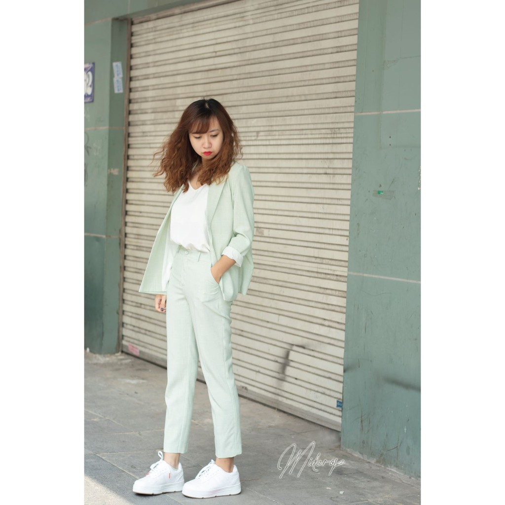 Set blazer hàng thiết kế màu mint