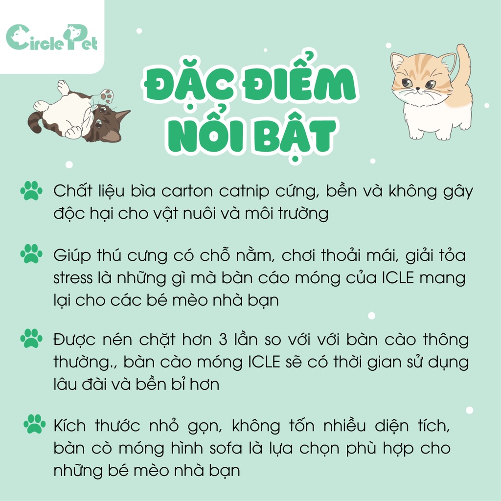 Bàn Cào Mong Cho Mèo ICle Ngang Hình Sofe Nhỏ Gọn tiện Lợi - Circle Pet