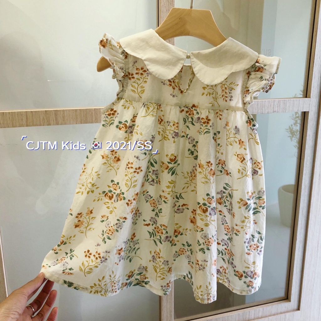 Đầm Cotton Trơn Mùa Hè Phong Cách Nhật Hàn Mới 2022 Cho Bé Gái