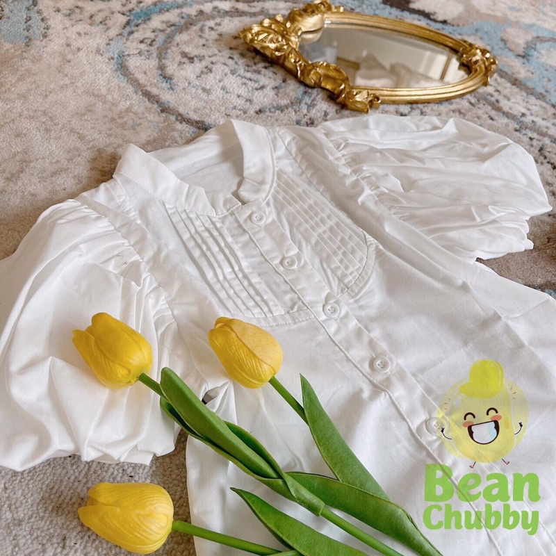 Sơ mi trắng tay bồng bé gái