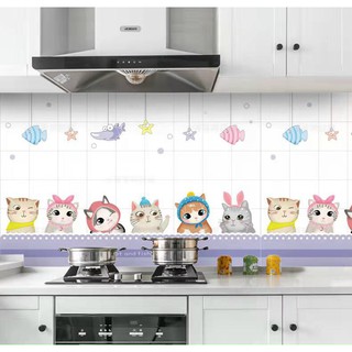 Giấy dán bếp, miếng dán bếp chống bắn dầu mỡ, chịu nhiệt cao HÌNH MÈO CON rộng 60cm