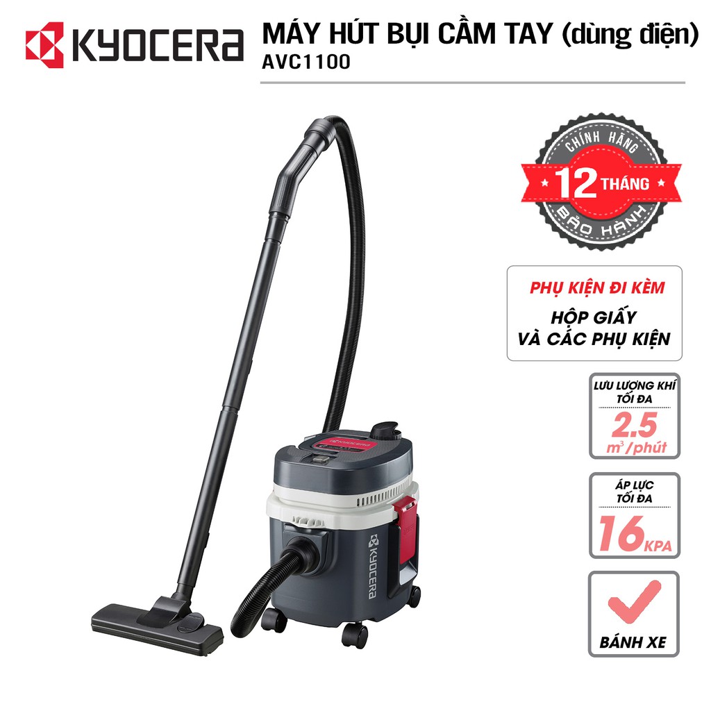 Máy hút bụi công nghiệp điện 1050W KYOCERA - AVC1100 (Kèm Linh kiện khác)