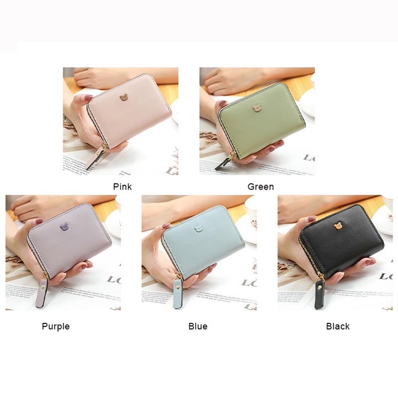 New Women Card Pocket Card Holder Small Zipper Purse Short Card Wallet for Women