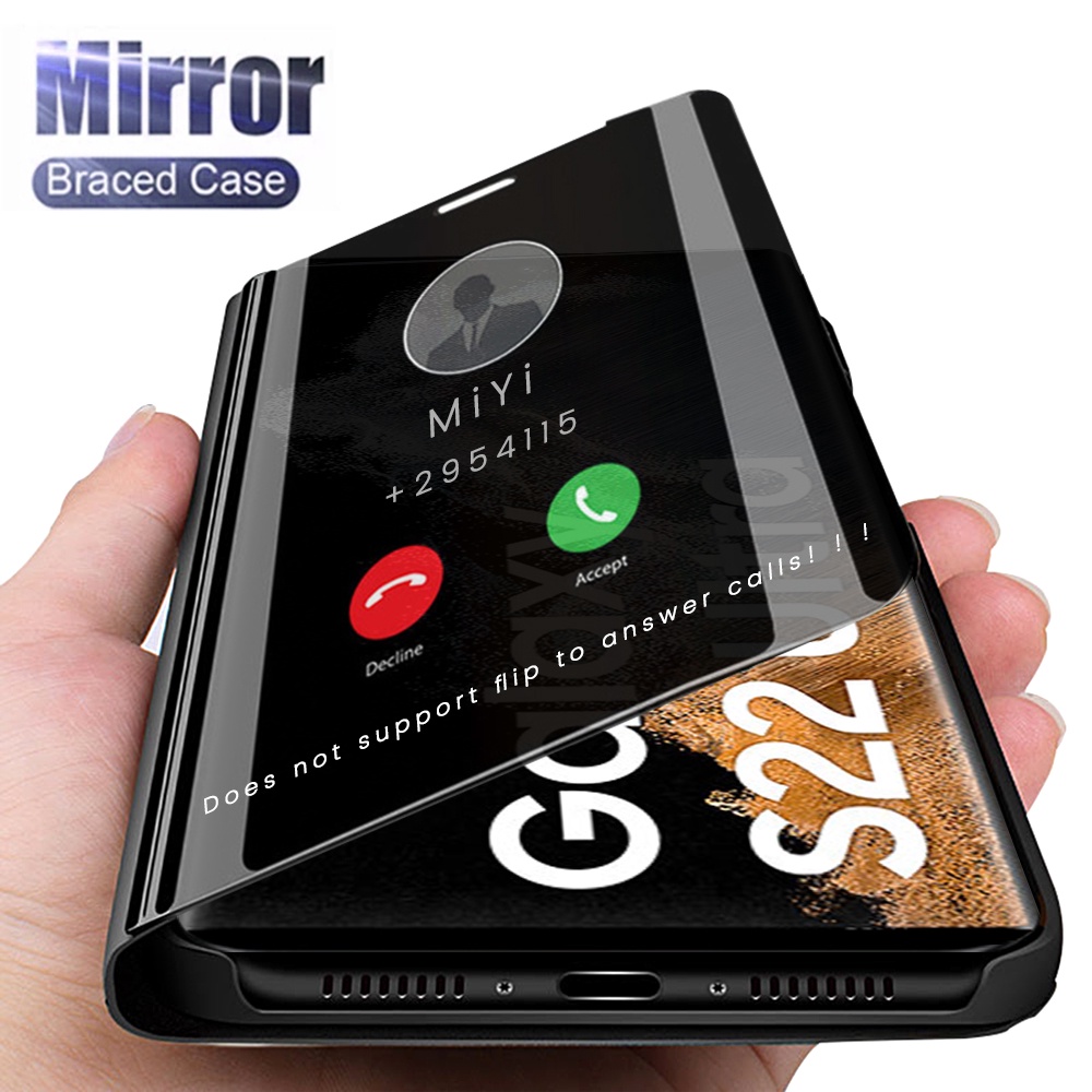 Bao Da Điện Thoại Nắp Lật Mặt Gương Thông Minh Hít Nam Châm Cho Samsung Galaxy S22 Ultra Plus 5G/S22Ultra S22Ultra