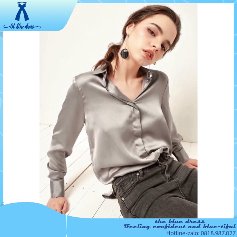 ✨QUẢNG CHÂU✨ ÁO SƠ MI PHI BÓNG TAY DÀI NHIỀU MÀU CHẤT ĐẸP 🔥FREESHIP🔥 lady xanh cotton cổ V vuông tay phồng chiết eo ca