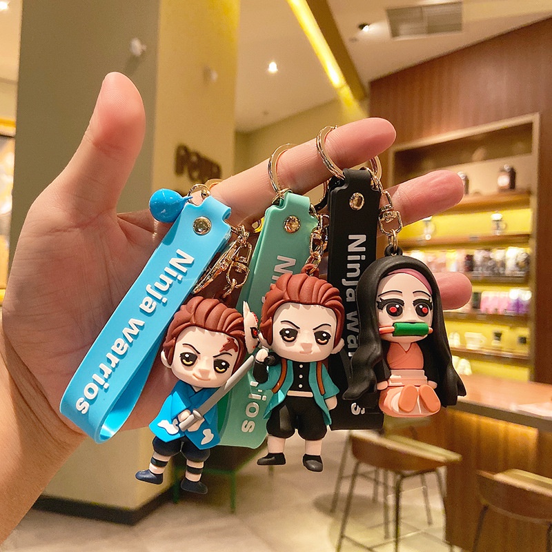 Móc Khóa Nhựa Pvc Mềm Hình Búp Bê Demon Slayer Dễ Thương